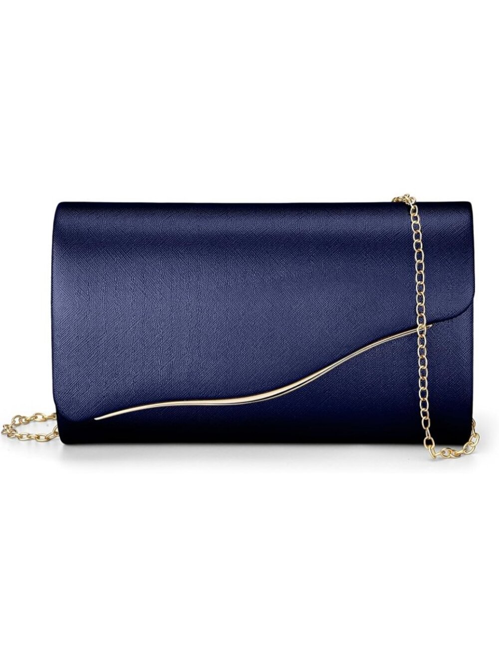 Women's Blue Faux Suede Clutch Purse Evening Bag Prom Detachable Chain